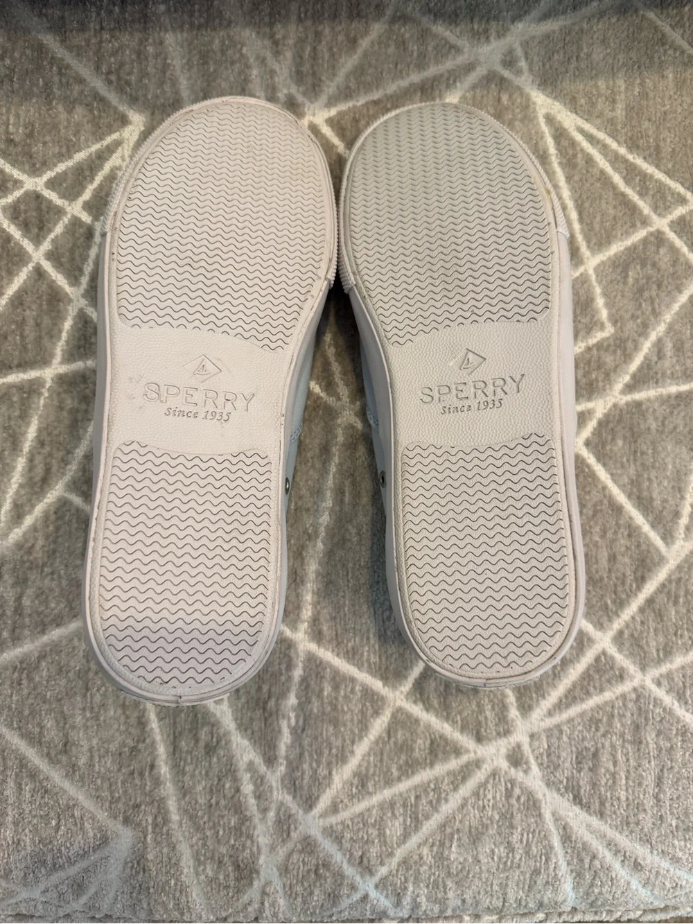 Sperry Men's Light Blue, White, & Navy Slip-On Boat Shoes